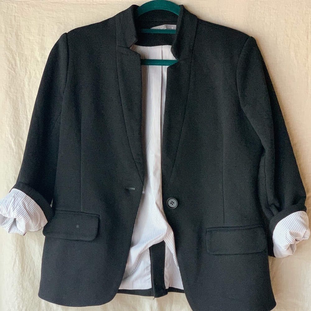 Black Olivia Moon cotton blend blazer size S NWOT